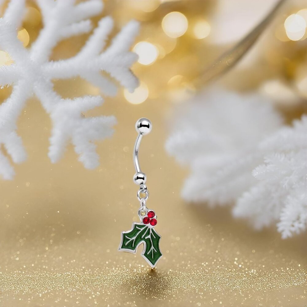 Dazzling Mistletoe Dangle Belly Button Ring - Cry… - image 4